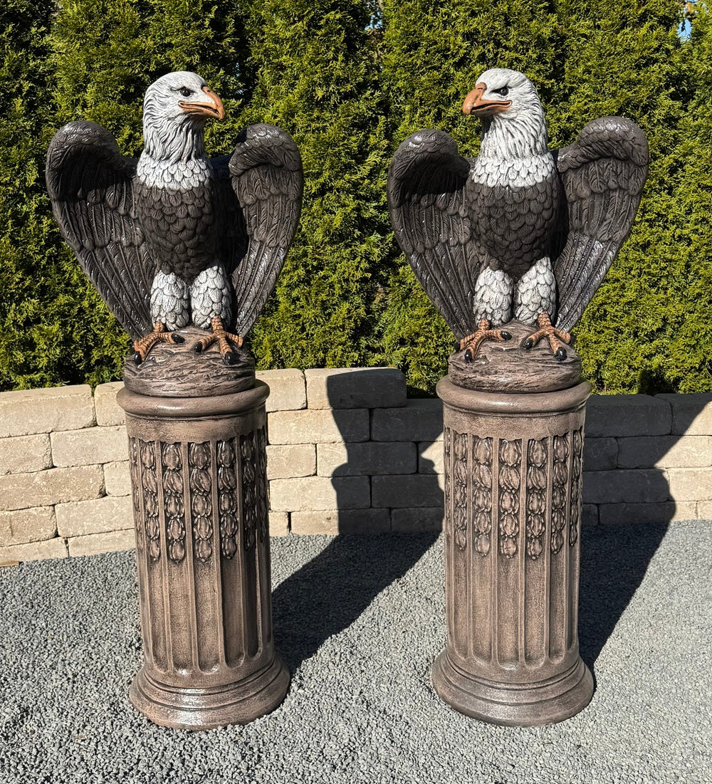 American Eagle Pair on Matching Pedestals 51" High