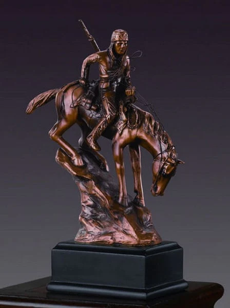 American Indian Sculpture on Horse 7" High - Image 2