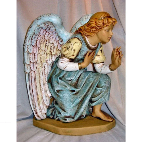 Angel Blue Kneeling Statue By Fontanini