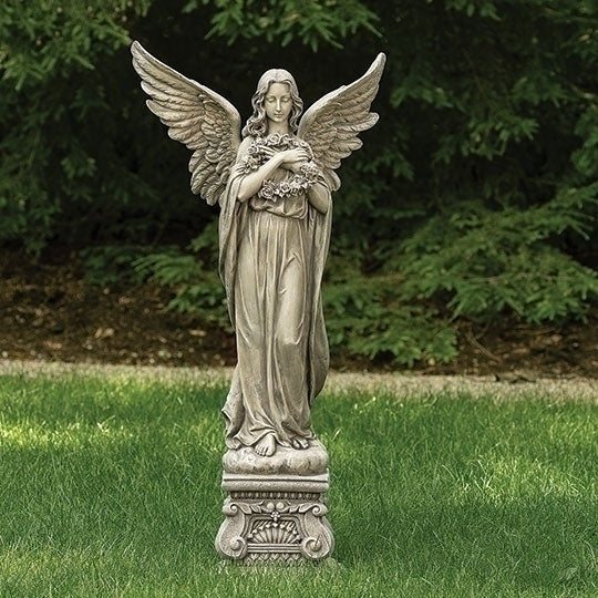 Angel Holding Wreath on Base Garden Statue 48" High