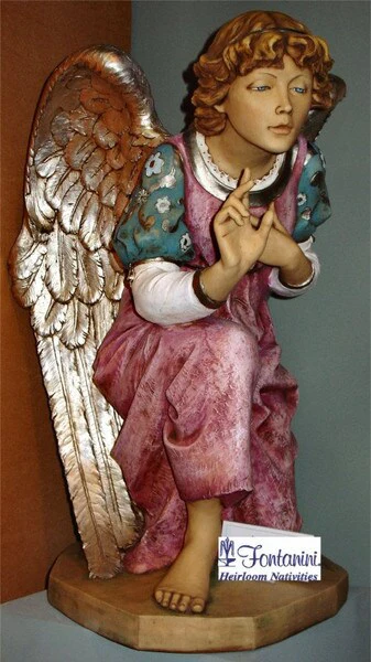 Angel Kneeling By Fontanini Sculpture - Image 2
