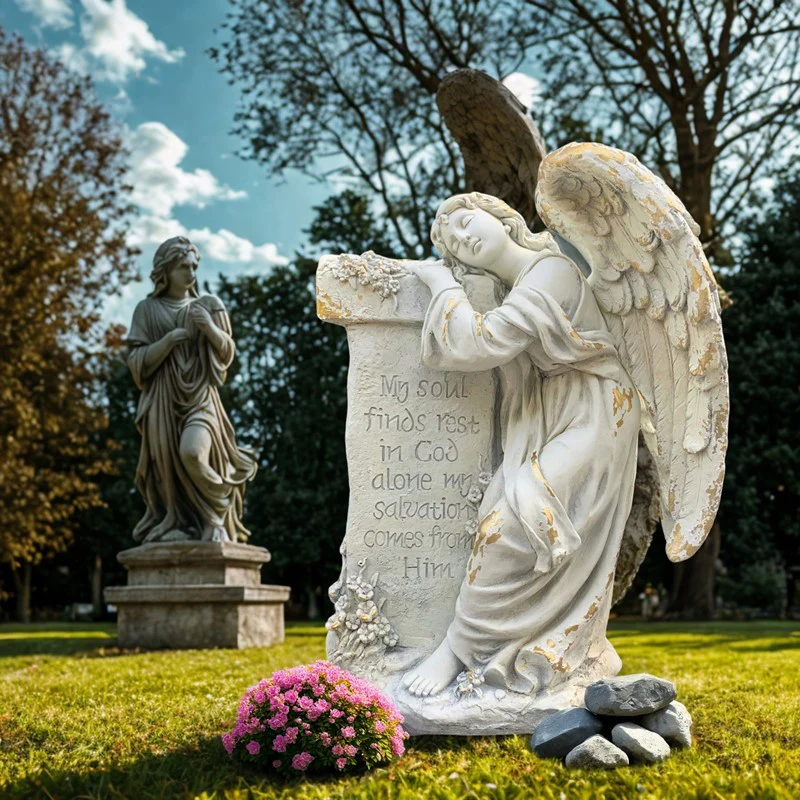 Angel Mourning  Religious Memorial Statue for Garden & Cemetery 33"