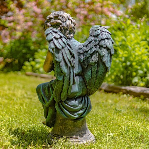 Angel Praying on Pedestal Garden Statue - Image 6