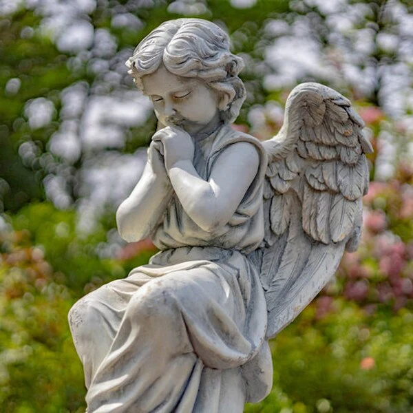 Angel Praying on Pillar Garden Statue 28" H - Image 3