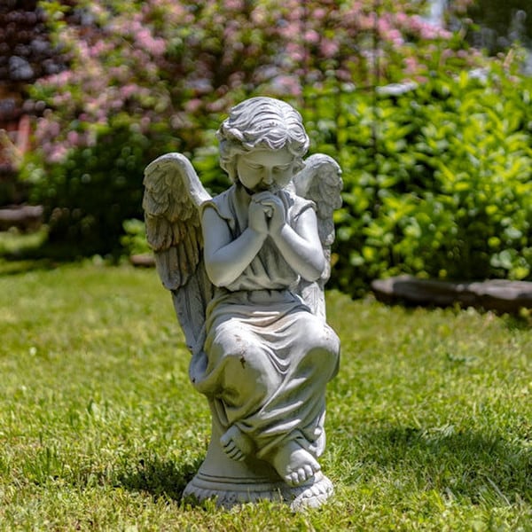Angel Praying on Pillar Garden Statue 28" H - Image 5