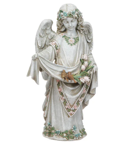 Angel with Birds on Dress Garden Statue 16.5" High - Image 2