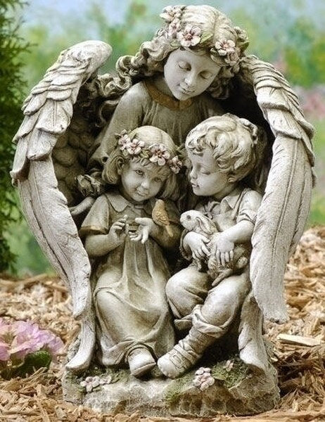 Angel With Children Garden Sculpture