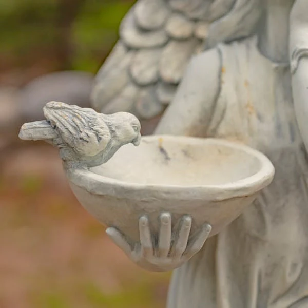 Angel with Dish Statue Antique White 39" H - Image 4