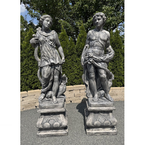 Apollo & Diana Life-Size Sculptures on Italian Bases 80" High - Image 3
