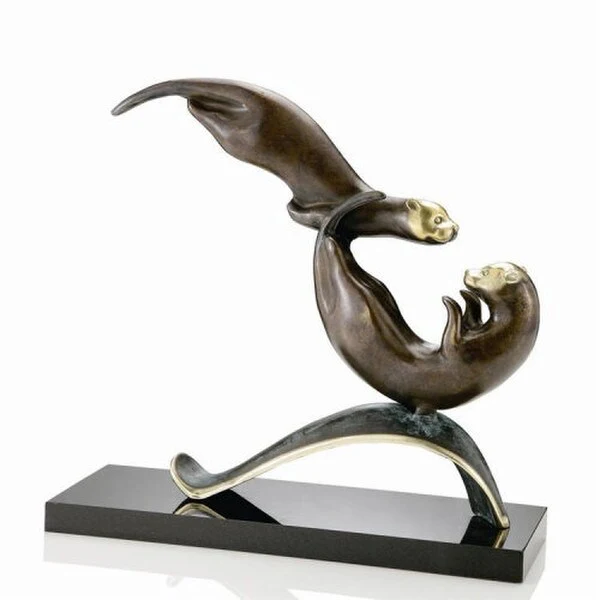Balancing Act Sea Otters Brass Sculpture