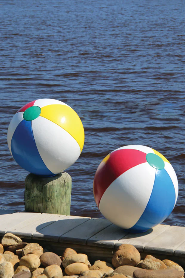 Beach Ball Garden Cast Stone Sculpture 16.25" High