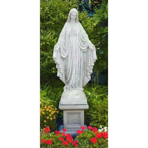 Blessed Mother Mary With Pedestal Garden Sculpture 86.75" High