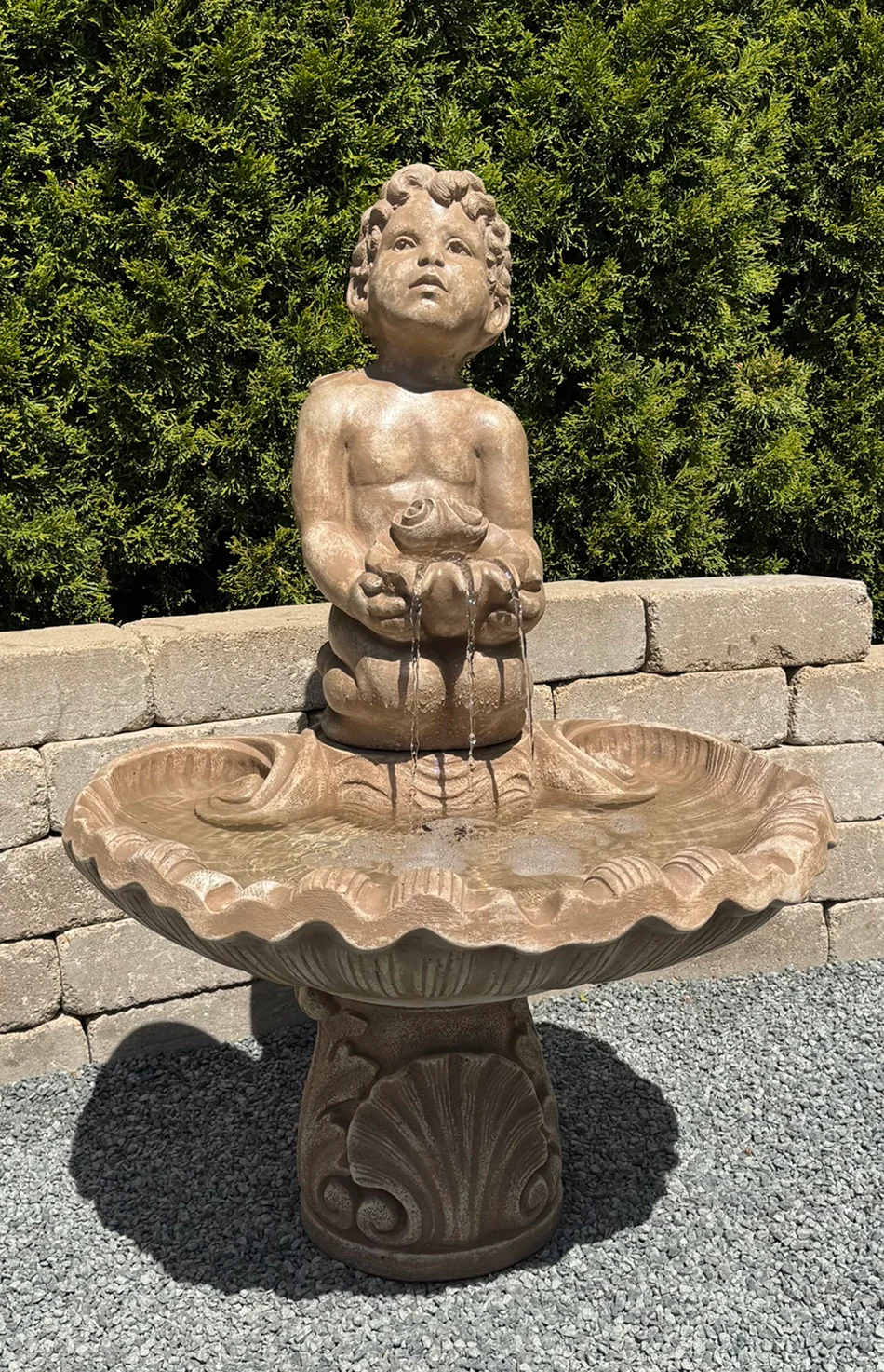 Angelic Boy Cherub Garden Fountain – 37" High