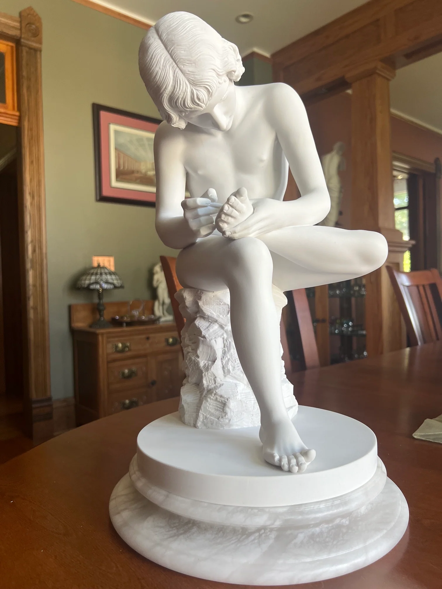 Boy Extracting Thorn Marble Spinario Statue 17.5" H - Image 11