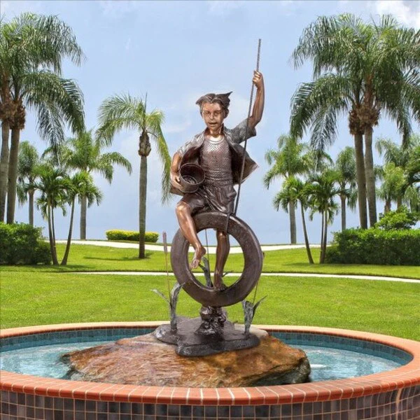 Boy on Tire Swing Bronze Sculpture - Image 2