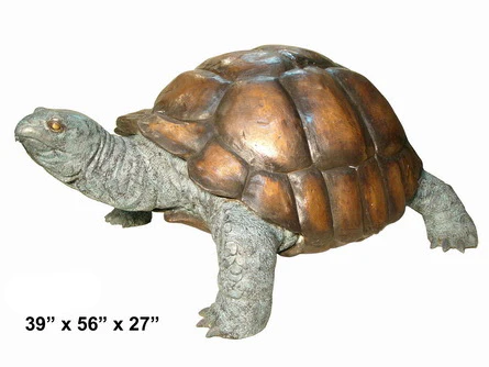Bronze Turtle Statue Two-Tone Water Feature 27" High - Image 3