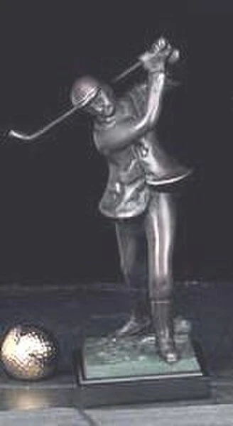 Bronzed Metal Golfer On Marble Base 10"