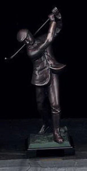 Bronzed Metal Golfer On Marble Base 12"