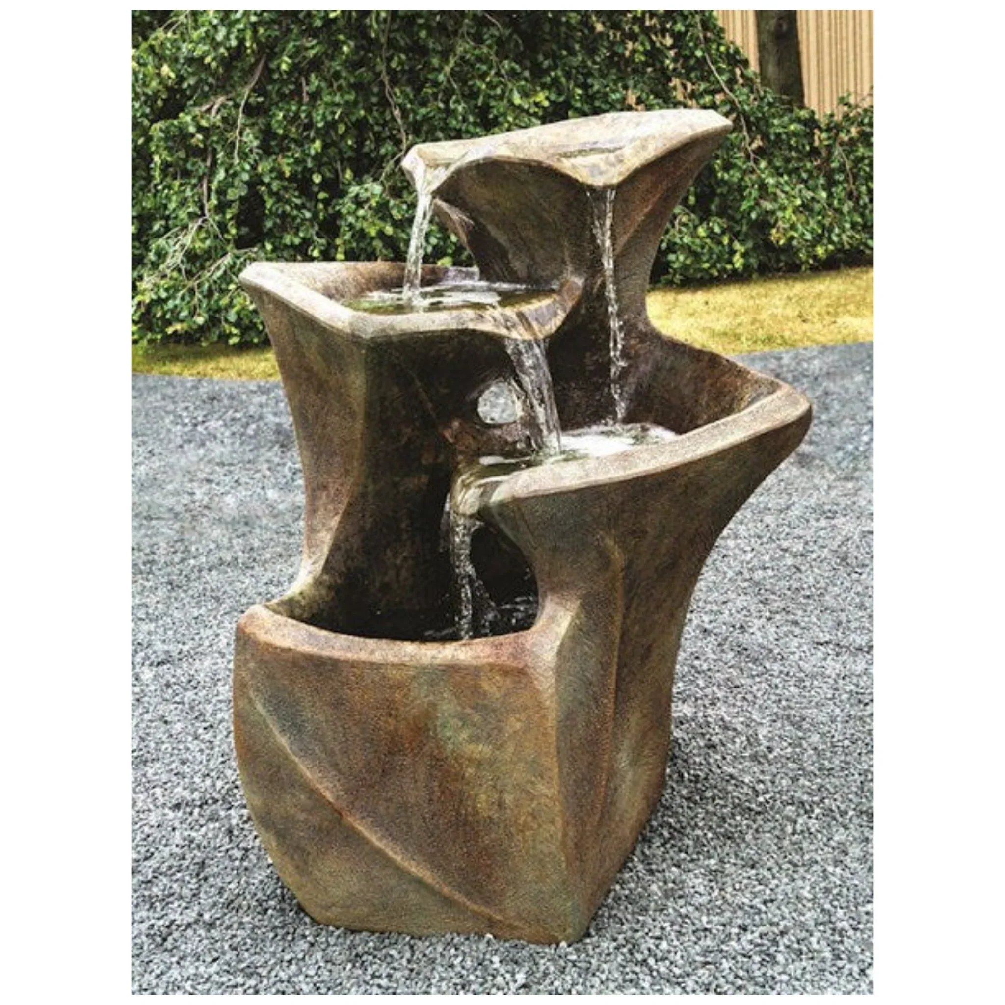 Cascading Pools Modern Tiered Fountain Cast Stone 40" High