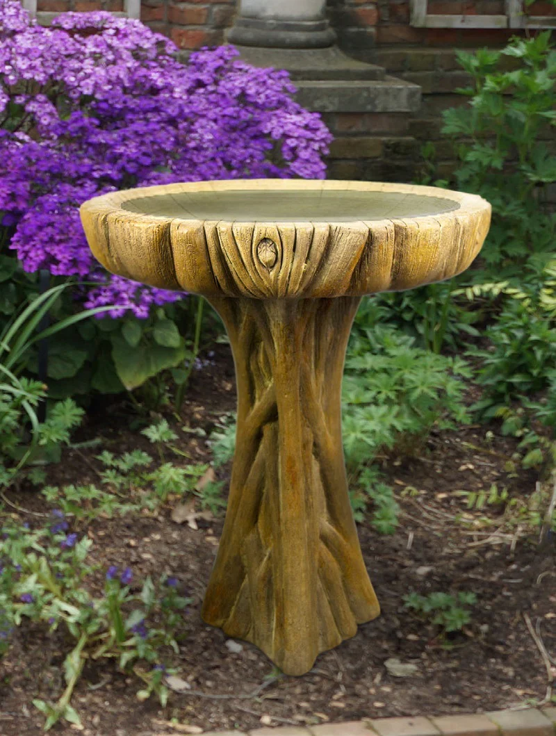 Driftwood Birdbath Cast Stone 24.5" High - Image 2