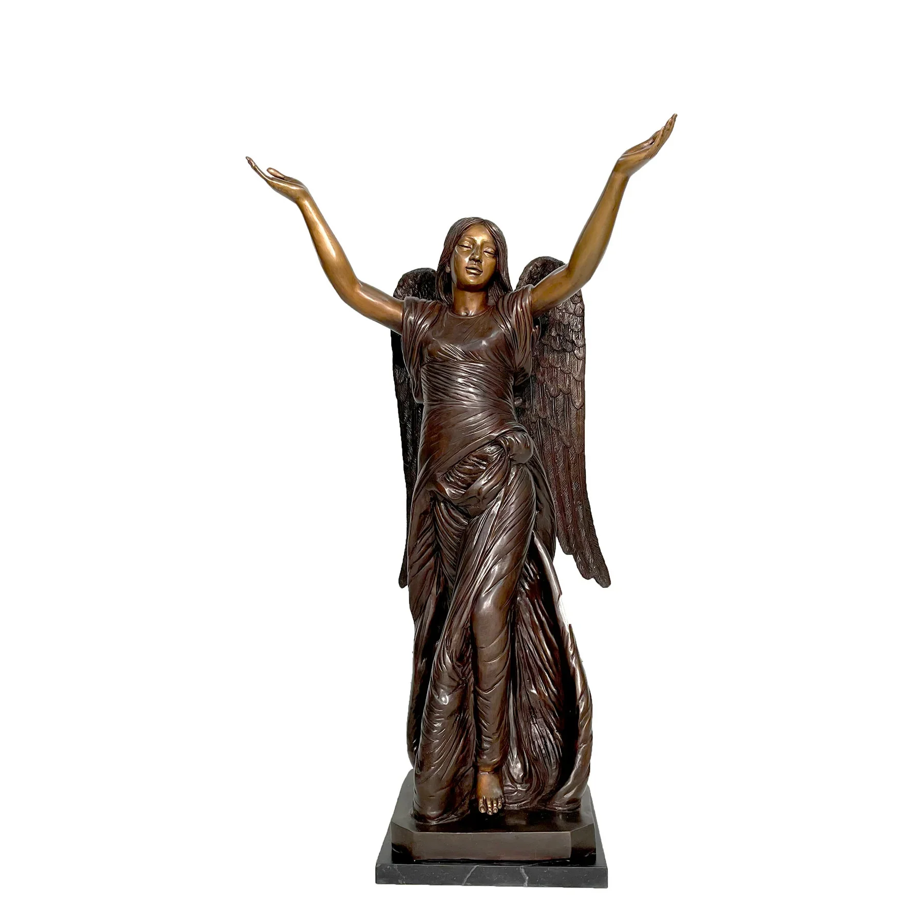 Celestine Angel Bronze Sculpture on Marble Base 48" High