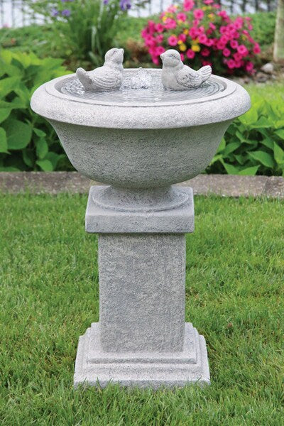 Chesire Bird Fountain on Square Pedestal 32" H