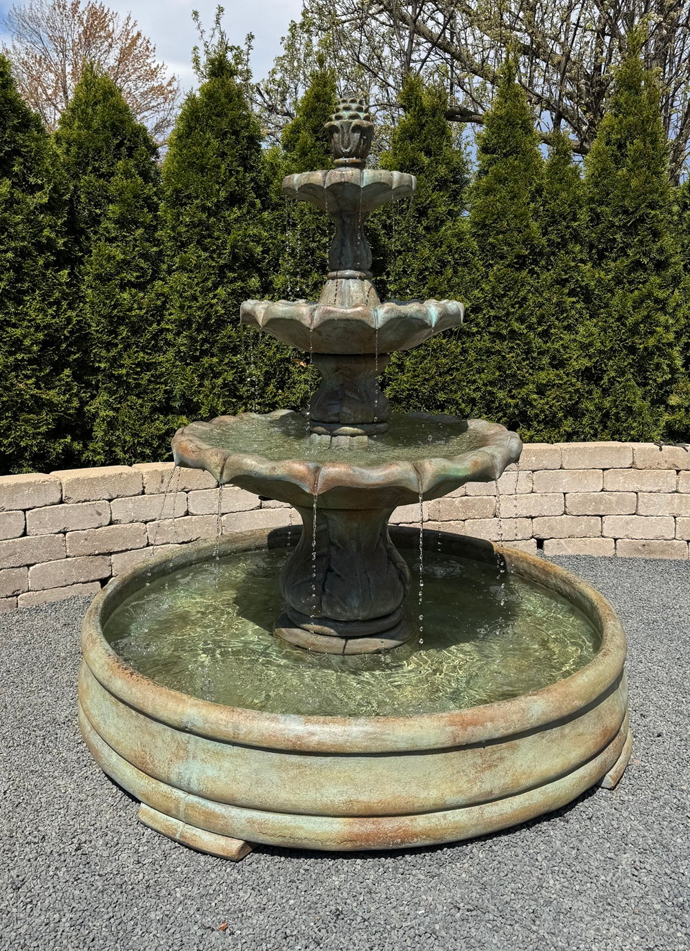 Classical Finial Fountain in Large Pool Three Tier 58" High - Image 2