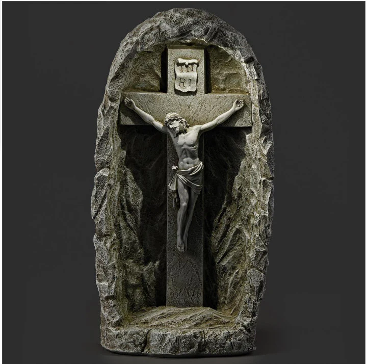 Crucifix of Christ Solar Grotto Garden Statue 19" High - Image 2
