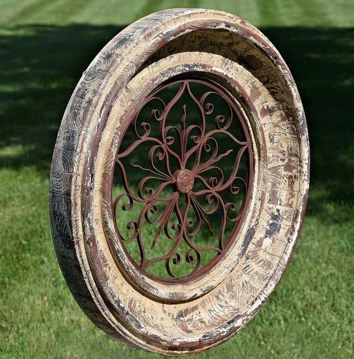 Distressed Architectural Wall Medallion Sculpture 32"