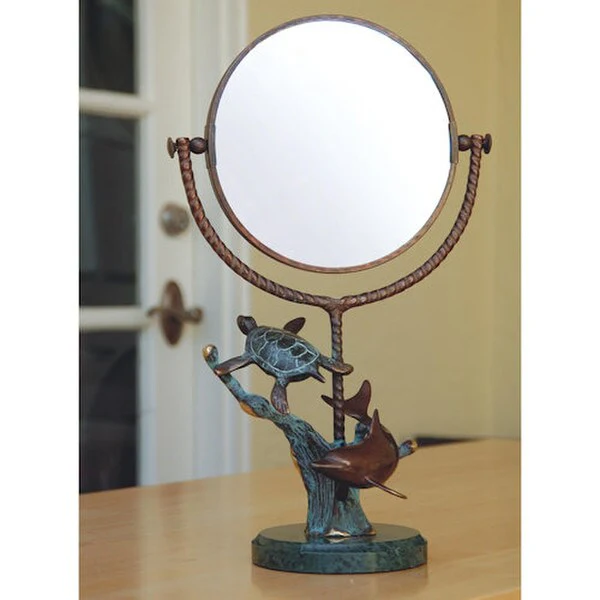 Dolphin and Turtle Mirror Sculpture