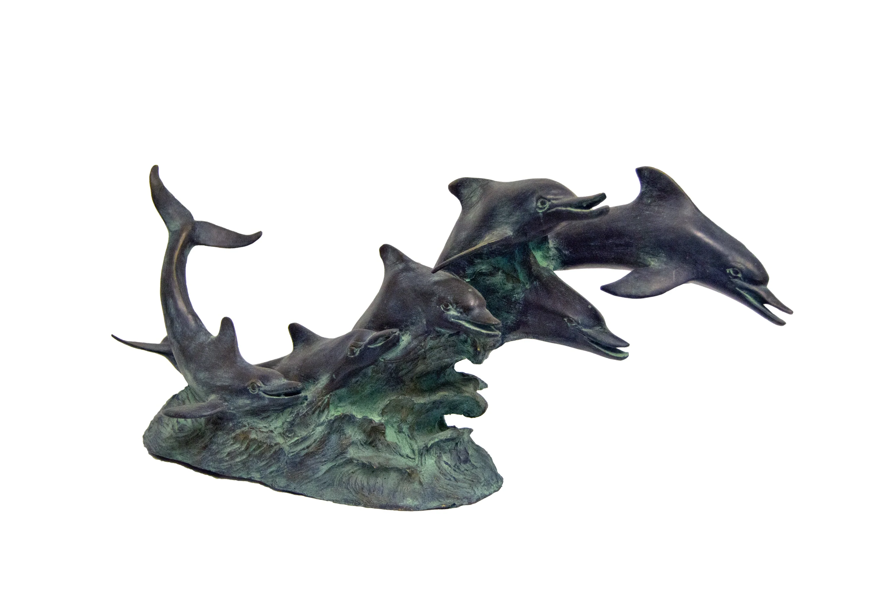 Dolphins Riding Wave Bronze Sculpture