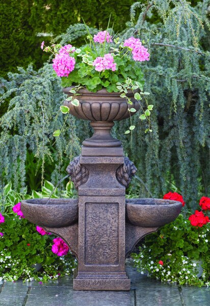 Double Bowl Fountain W. 16" Milano Urn
