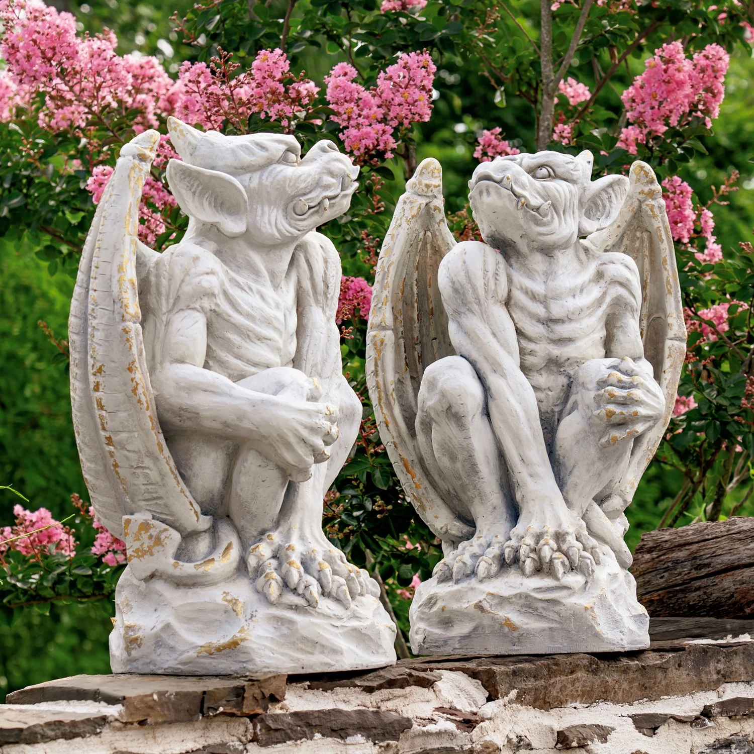 Draga Watcher Gargoyles Sculptures – Set of Two 28" Tall