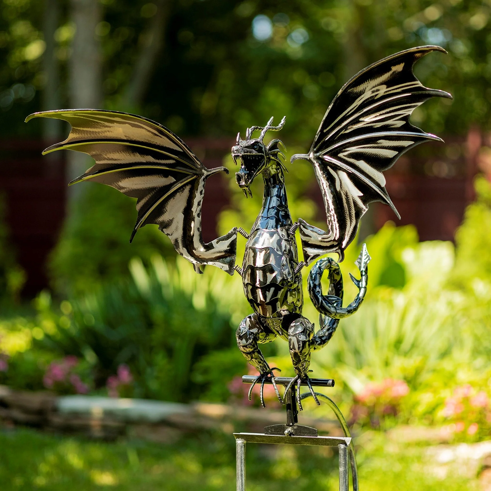 Wind Motion Dragon Garden Stake Sculpture 83.5" Tall