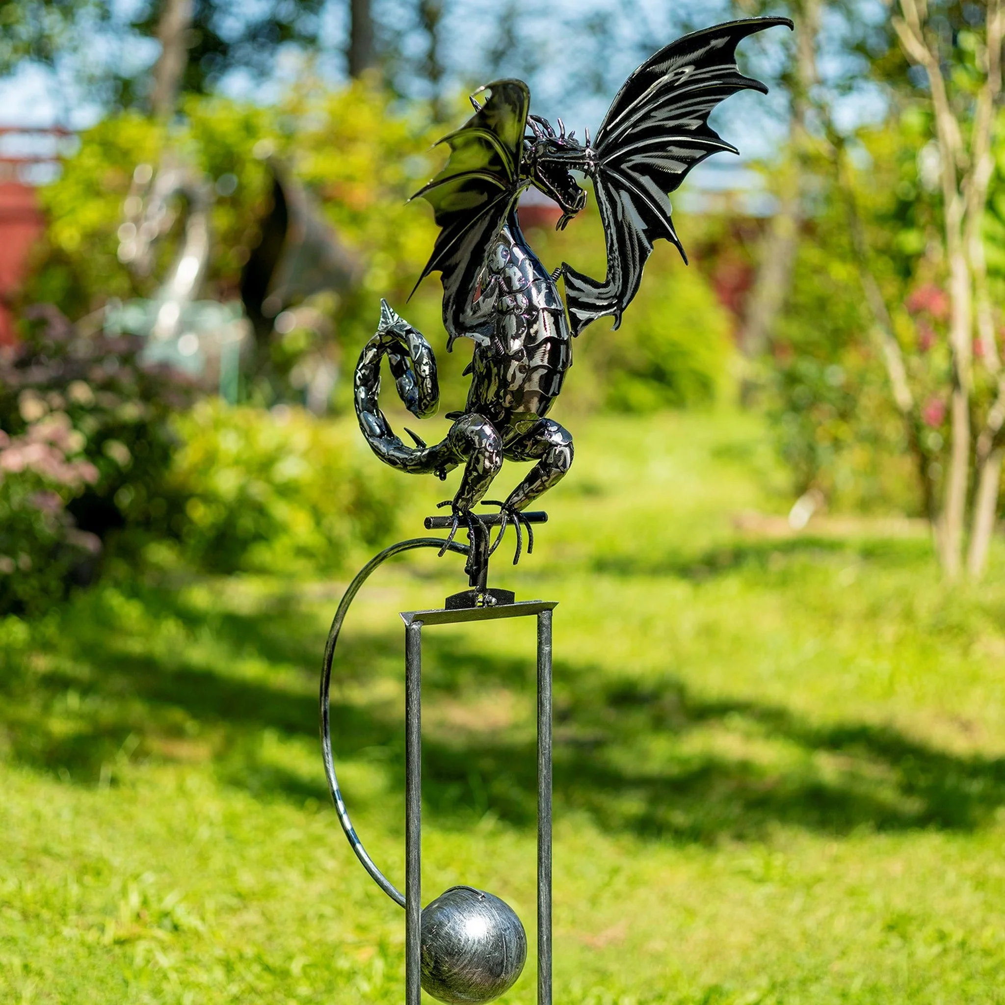 Wind Motion Dragon Garden Stake Sculpture 83.5" Tall - Image 5