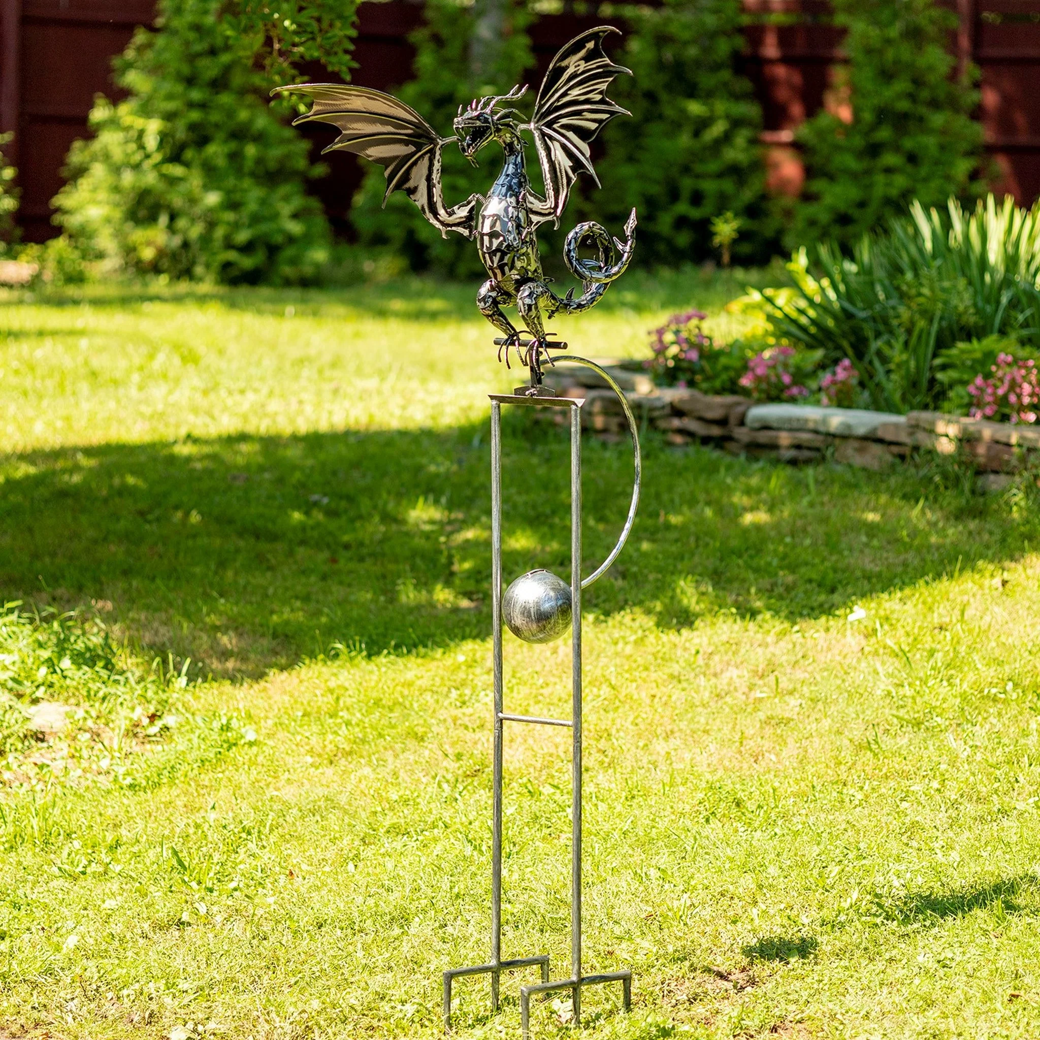 Wind Motion Dragon Garden Stake Sculpture 83.5" Tall - Image 7