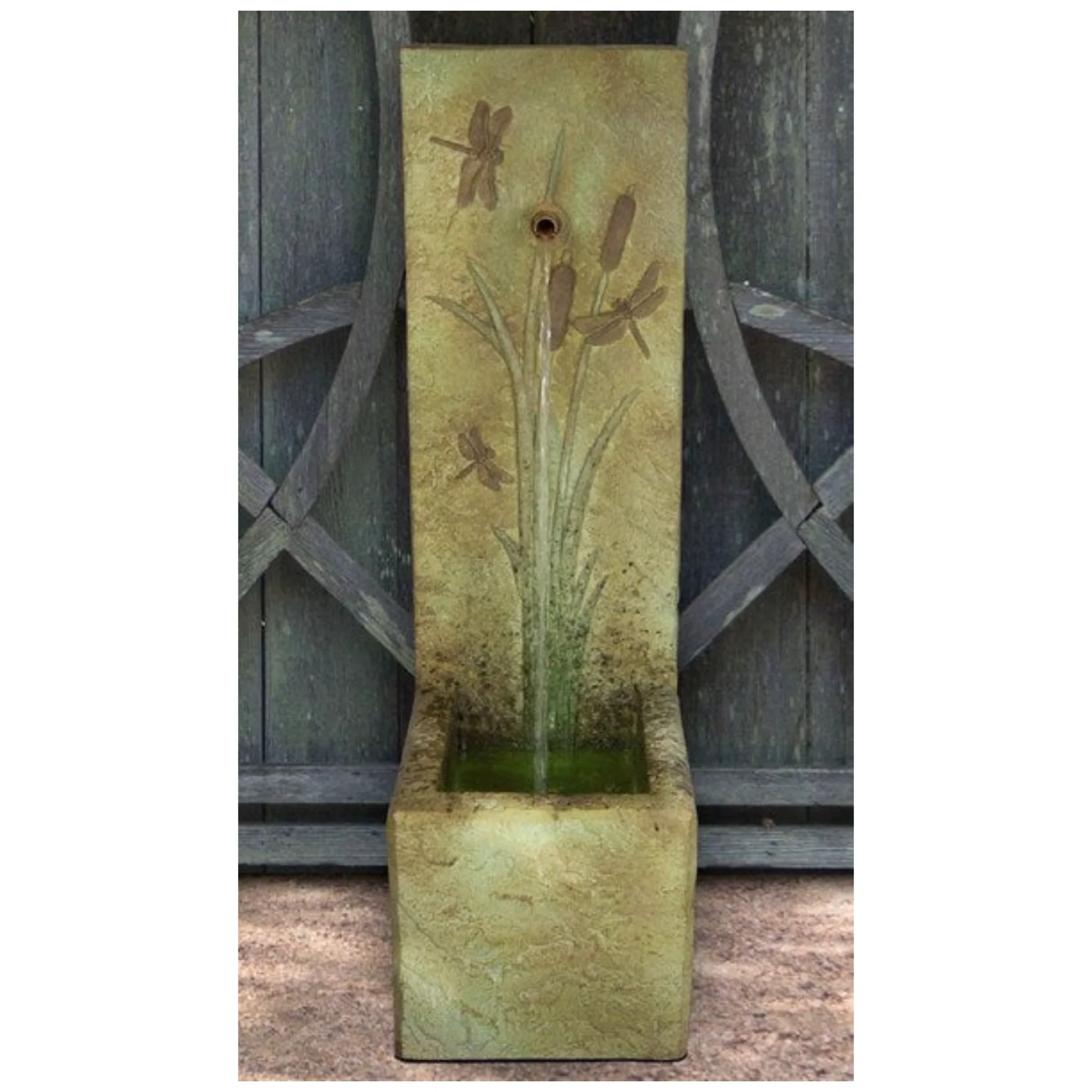 Dragonflies and Cattails Water Fountain with Light 39" High - Image 2