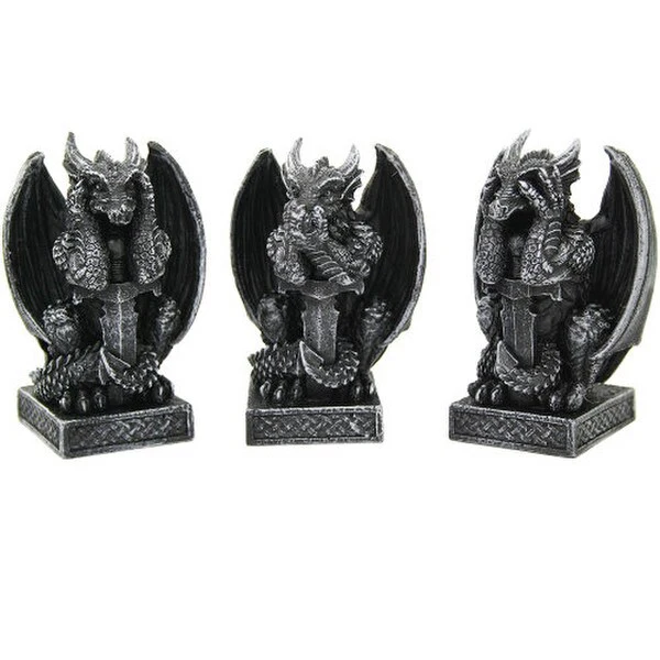 Dragons See Hear Speak No Evil Statues Set