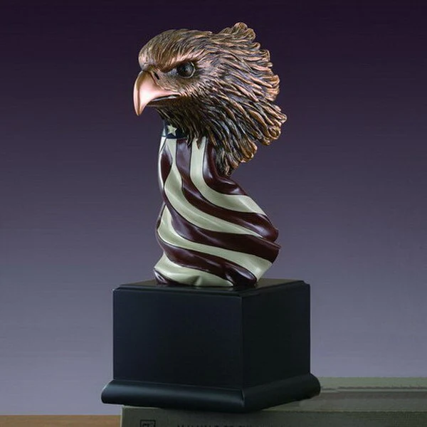 Eagle Head Bust with American Flag Statue 7.5" H Award - Image 2