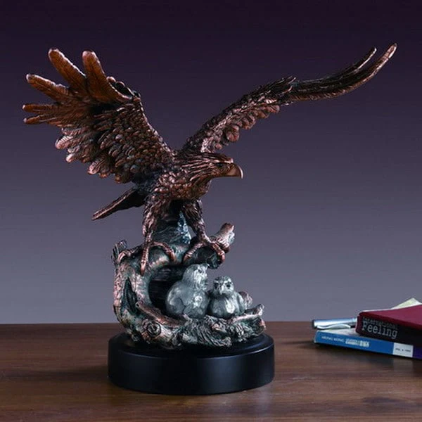 Eagle With Two Babies Sculpture 14.5" H
