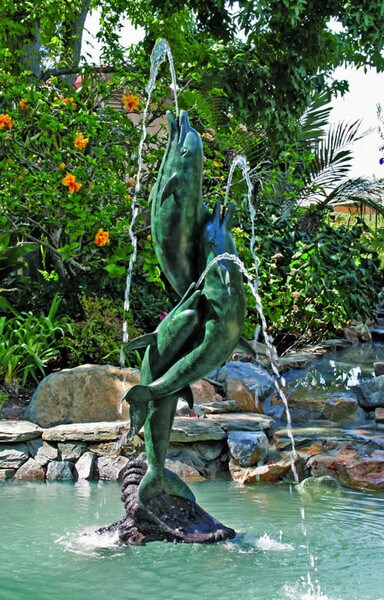 Entwined Dolphins Bronze Water Feature 80" High - Image 2