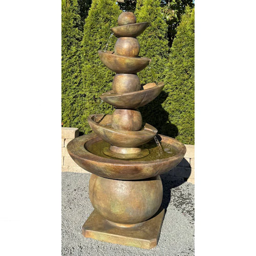 Equilibria Modern Garden Fountain Cast Stone 65" High