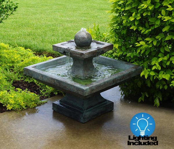 Equinox Square Fountain with Light – 24" High - Image 2