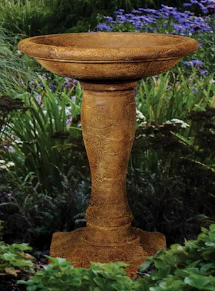Europa Plinth Cast Stone Birdbath – 31" High - Image 3