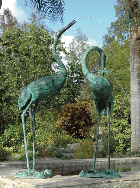 Crane Pair Extra Large Piped Water Features Sculptures 68" High - Image 2