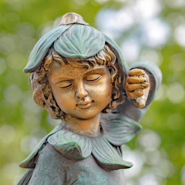 Fairy Garden Statue with Basket Planter 30" H - Image 2