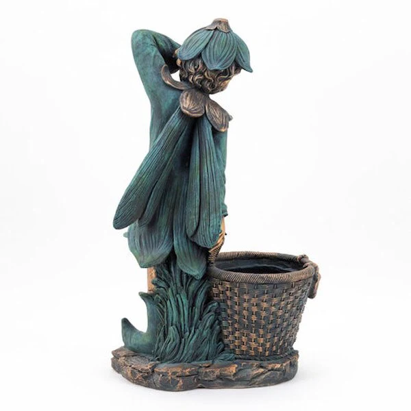 Fairy Garden Statue with Basket Planter 30" H - Image 8