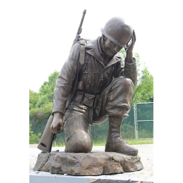 Fallen Soldier War Memorial Life-Size Sculpture Kneeing 48" High