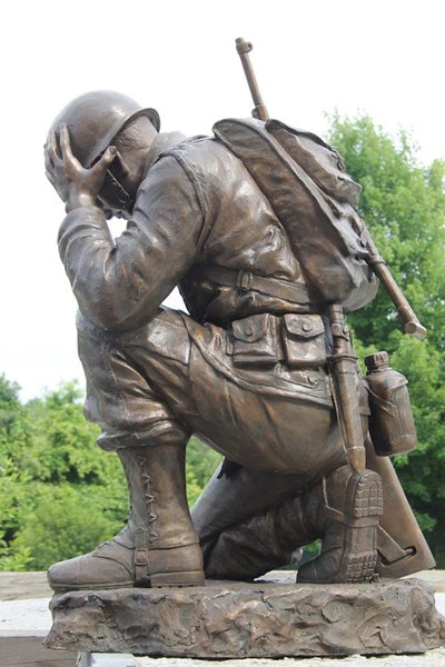 Fallen Soldier War Memorial Life-Size Sculpture Kneeing 48" High - Image 6