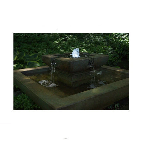 Falling Water Modern Square Garden Fountain with Light 43" High - Image 2